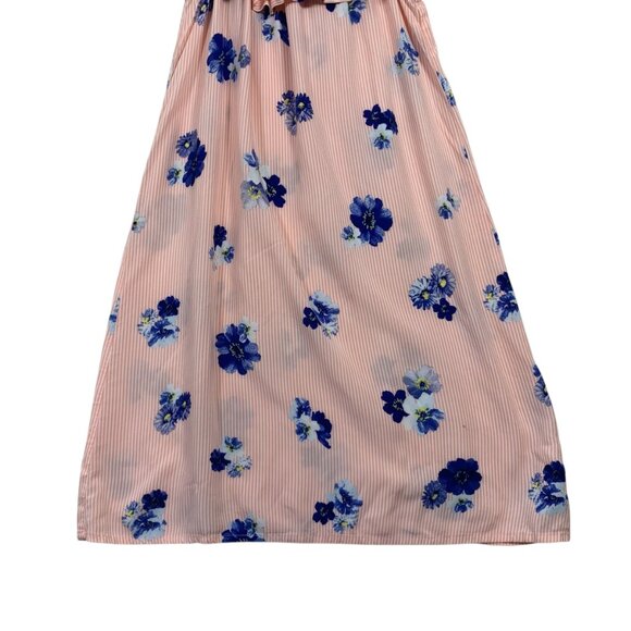 Ruffled Sleeveless Top blouse Pink floral  Size medium EYESHADOW - Picture 6 of 10